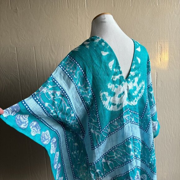 Mudpie Linen Beachy Novelty Print Double-V Kimono Coverup - Picture 8 of 12